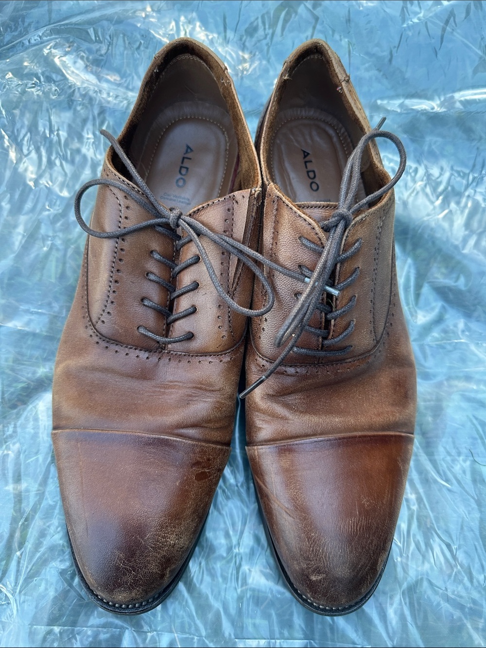 Aldo Men's Brown Leather Lace-Up Oxfords